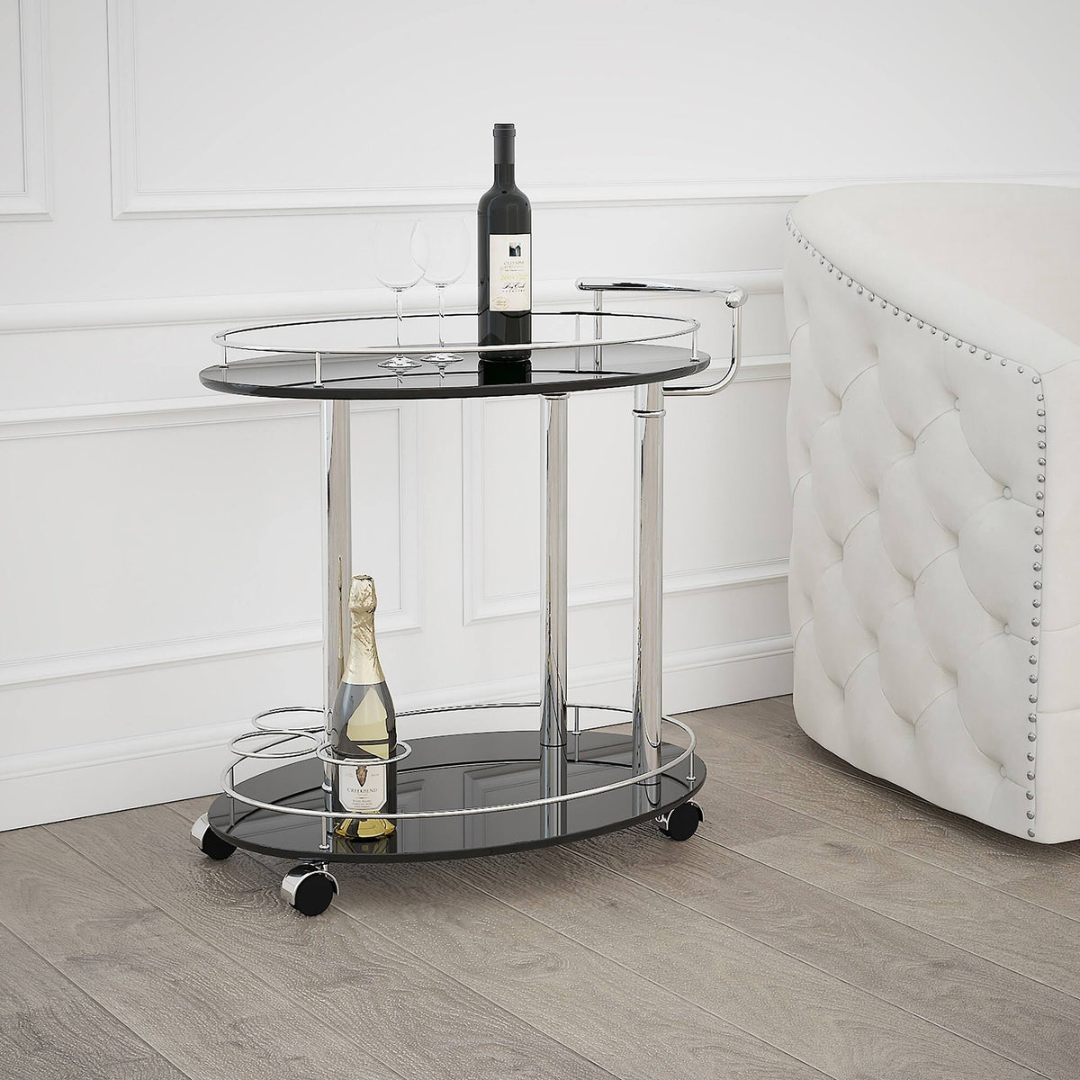 Grey 2-Tier Bar Cart S90800