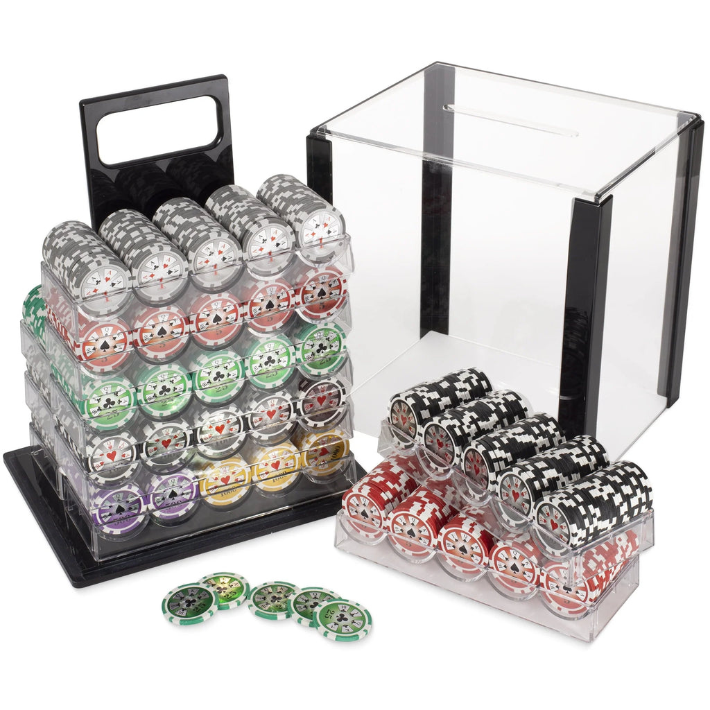 1,000 Ct 14g Clay Composite Poker Set with Acrylic Display Case A520948