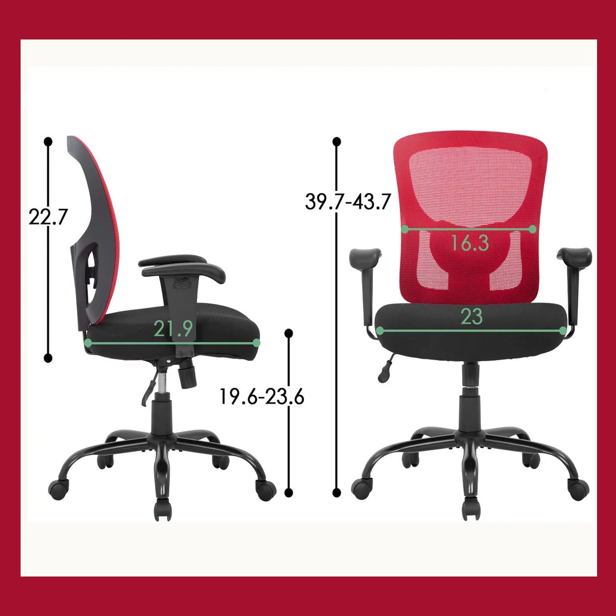 Big and Tall 400lbs Mesh Ergonomic Office Chair with Massage, Red M415689