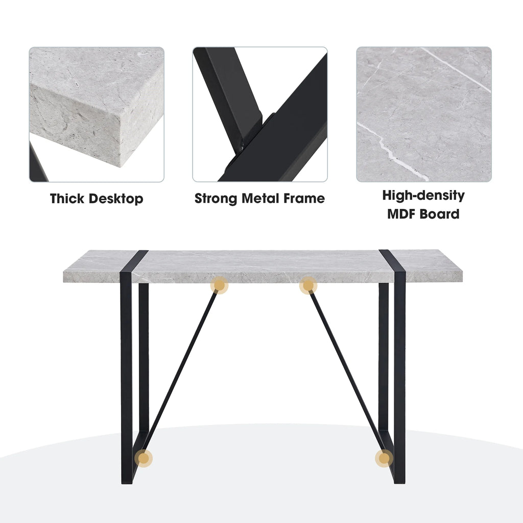 5 Pc Faux Marble Dining Table Set with 4 Chairs O876