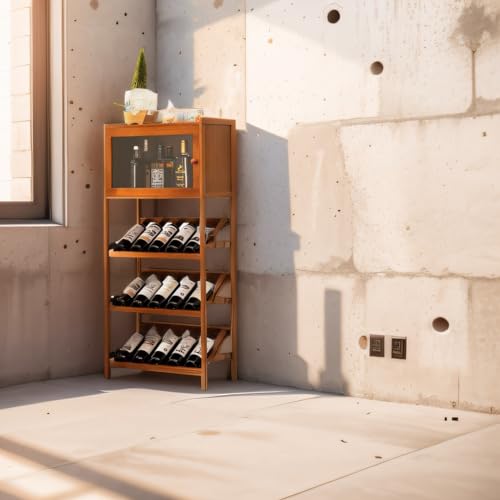 Freestanding 4 Tier Wine Rack Corner Cabinet D874