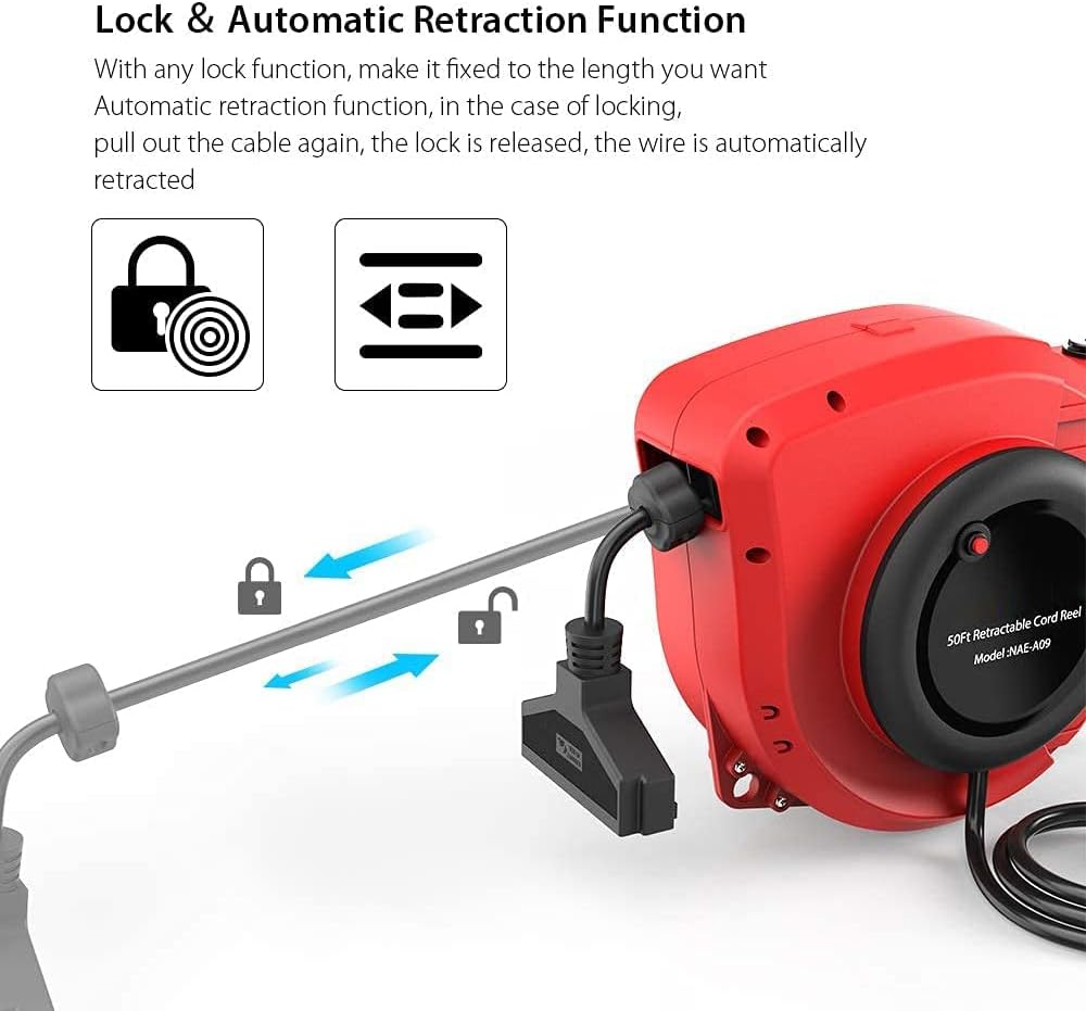 50FT Retractable Extension Cord Reel H2566
