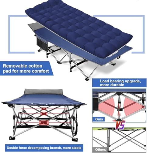 Blue Heavy Duty Folding Camping Cot with Carry Bag R28274