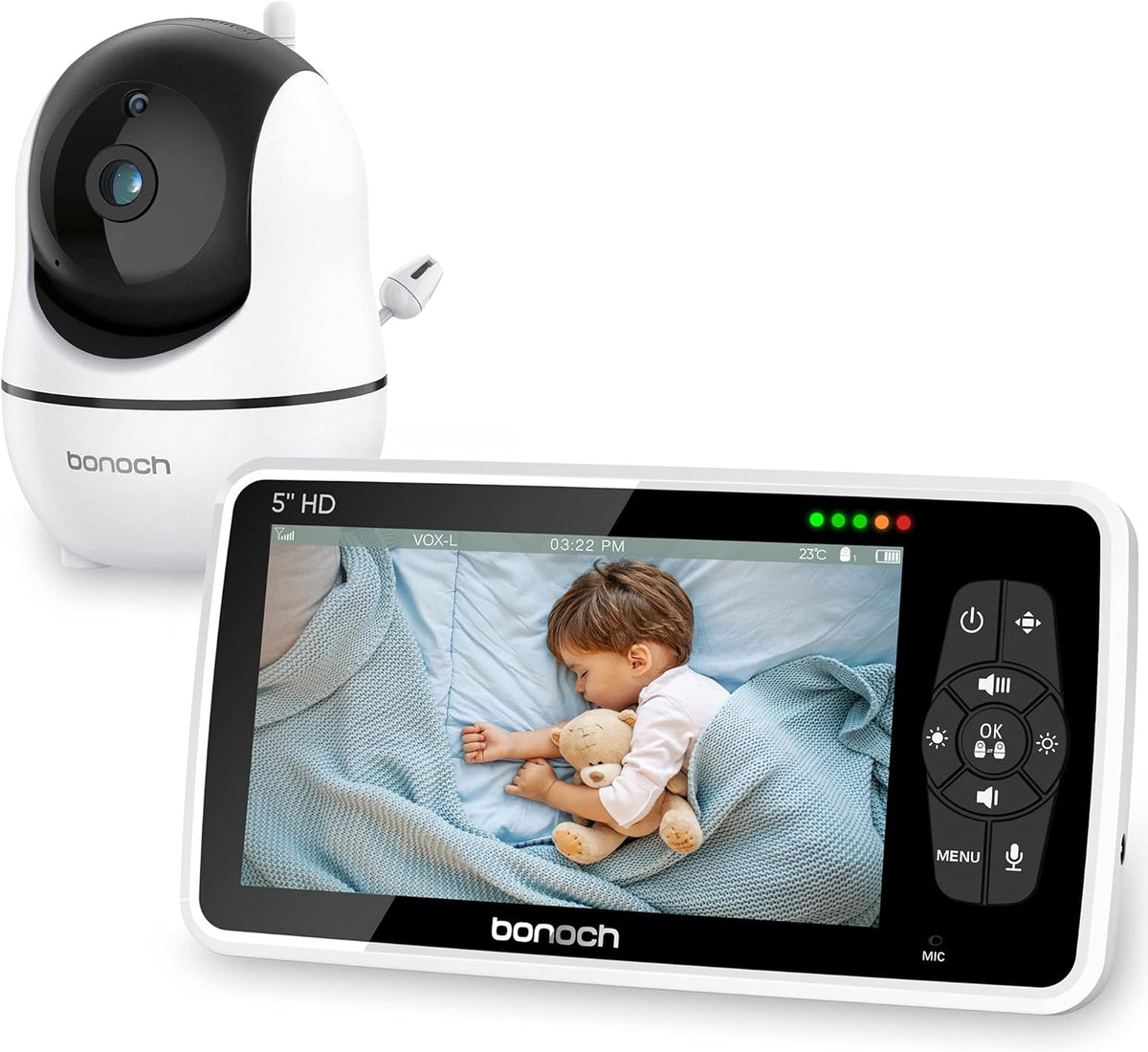 Video Baby Monitor with Camera and Audio, 720P HD Display, Night Vision, 2-Way Audio T3755