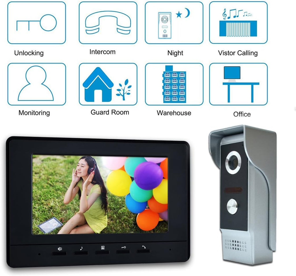 Wired Video Intercom System with 7 Inches Doorbell R9291