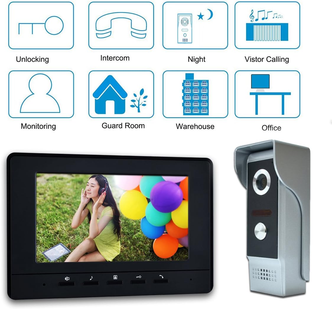 Wired Video Intercom System with 7 Inches Doorbell R9291