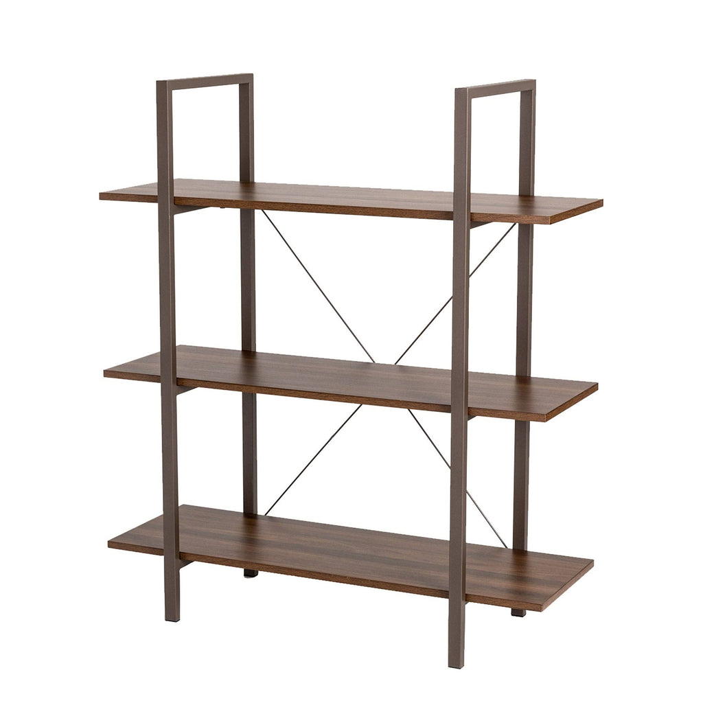 Black Wood Metal 3-Tier Bookcase S2472