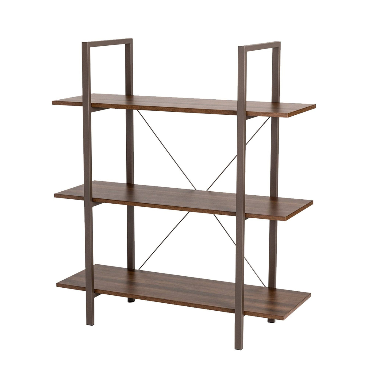 Black Wood Metal 3-Tier Bookcase S2472