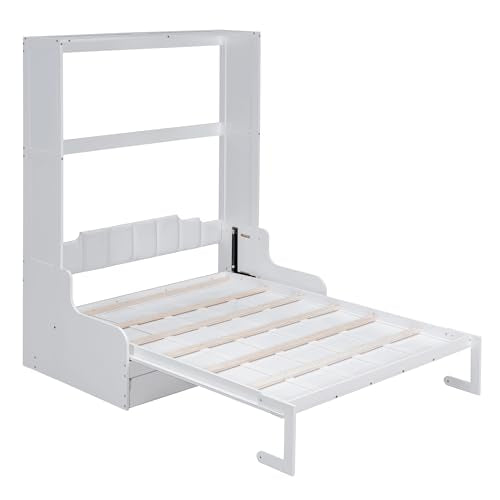 White Queen Size Wood Murphy Bed with Cushion V773285