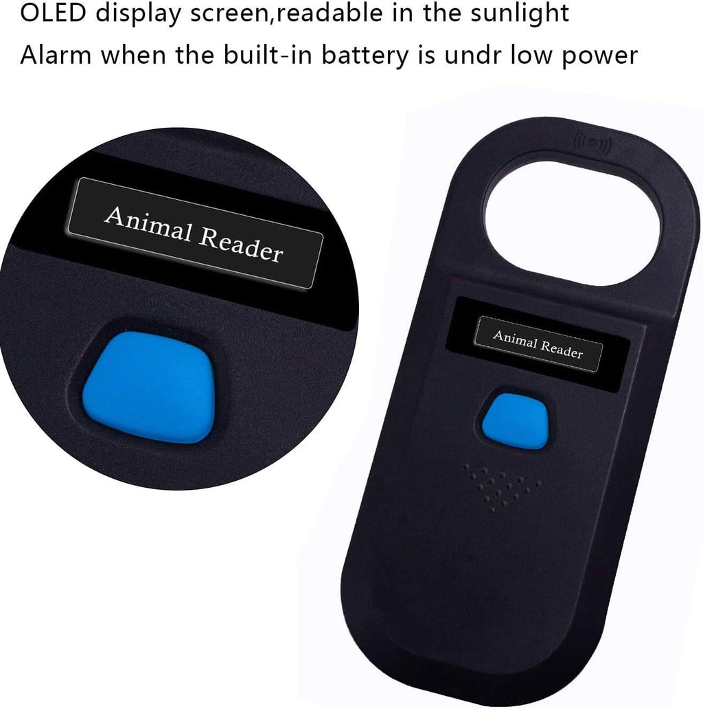 Handheld Pet Microchip Scanner 134.2kHz/125kHz RFID Reader Black H2826