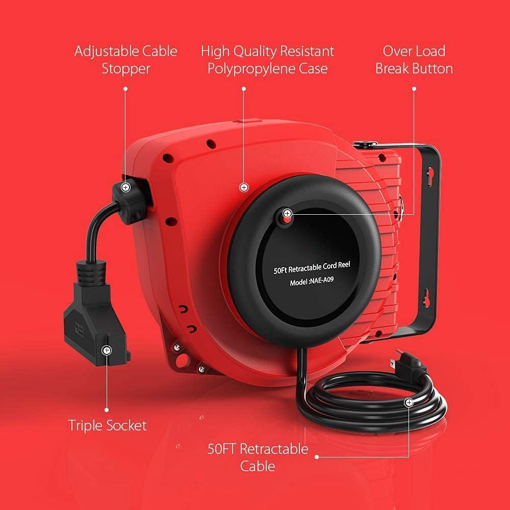 50FT Retractable Extension Cord Reel H2566