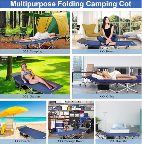 Blue Heavy Duty Folding Camping Cot with Carry Bag R28274