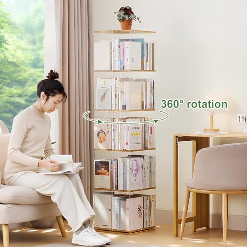 360° Rotating Acrylic Bookshelf Tower, 4layer I145