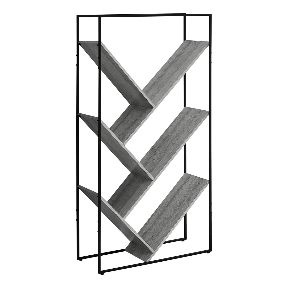 Grey Black Metal Bookcase U70158