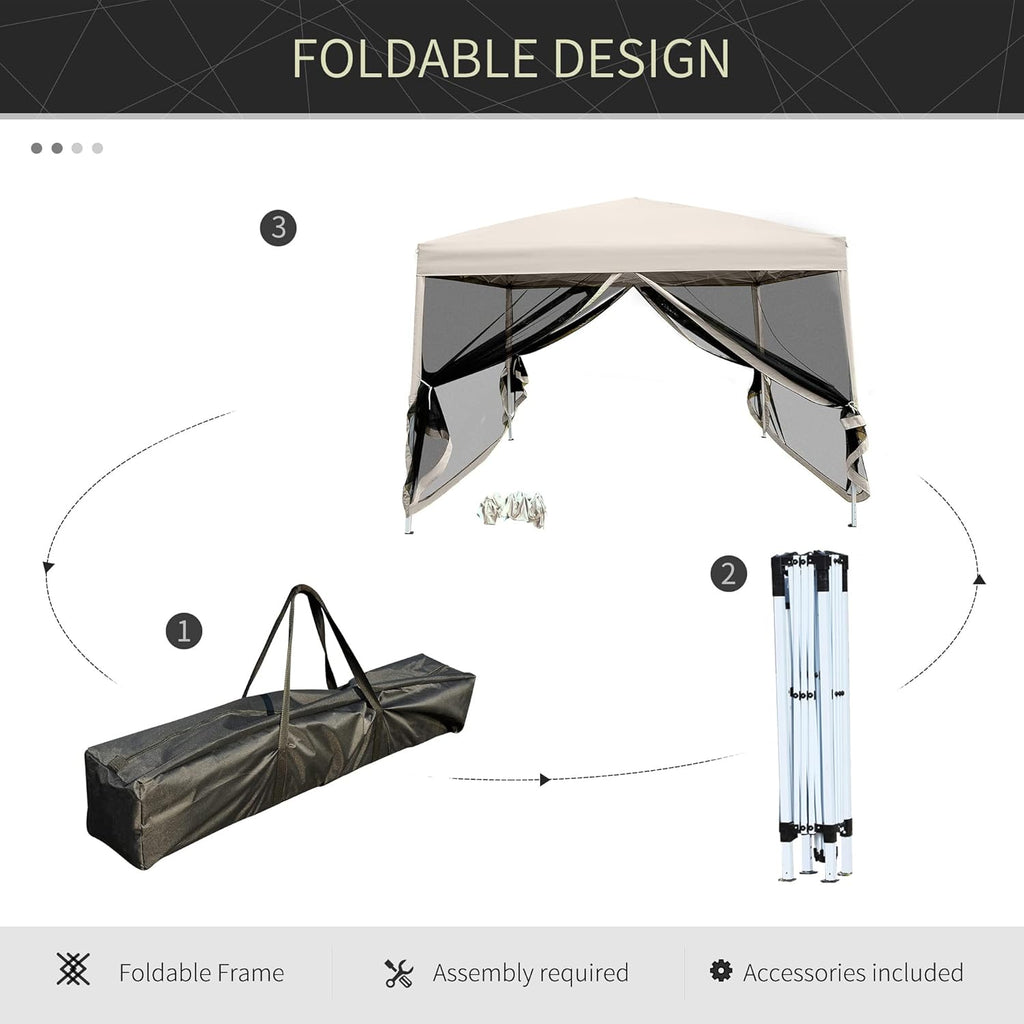 10' x 10' Pop Up Canopy Tent with Netting, Height Adjustable, with Carry Bag Y396137