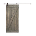 36 in. x 84 in. Weather Gray Stained Solid Pine Wood Interior Sliding Barn Door with Hardware Kit B80979