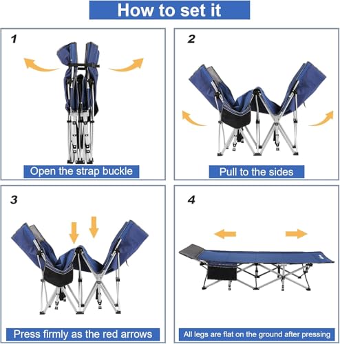 Blue Heavy Duty Folding Camping Cot with Carry Bag R28274