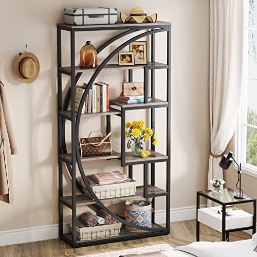 Industrial 5-Tier Etagere Bookcase, 70.8 inch Tall, Rustic Brown A43099