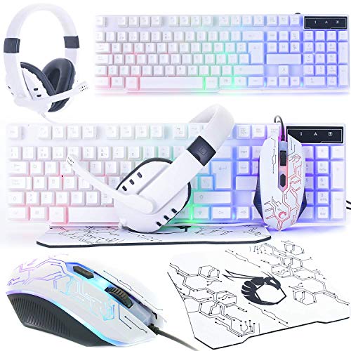 Wired LED RGB Backlight Gaming Keyboard and Mouse and Mouse pad and Gaming Headset 4 in 1 W149