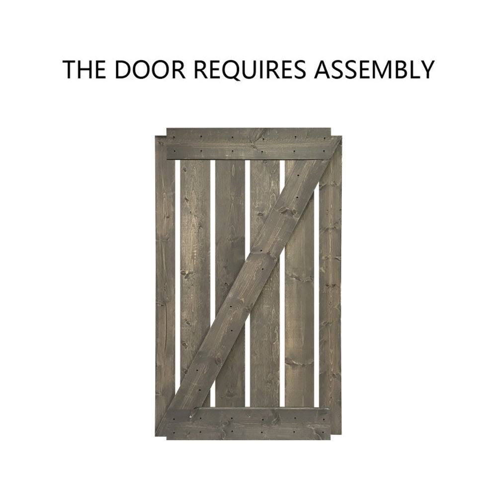 36 in. x 84 in. Weather Gray Stained Solid Pine Wood Interior Sliding Barn Door with Hardware Kit B80979