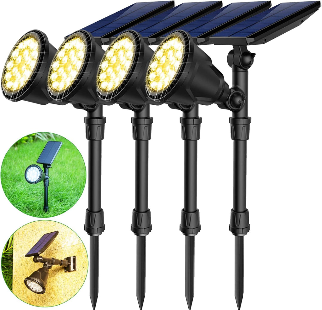 Waterproof Solar Spot Lights Outdoor 18 LED Beads Cool White 4 Pack Z9205