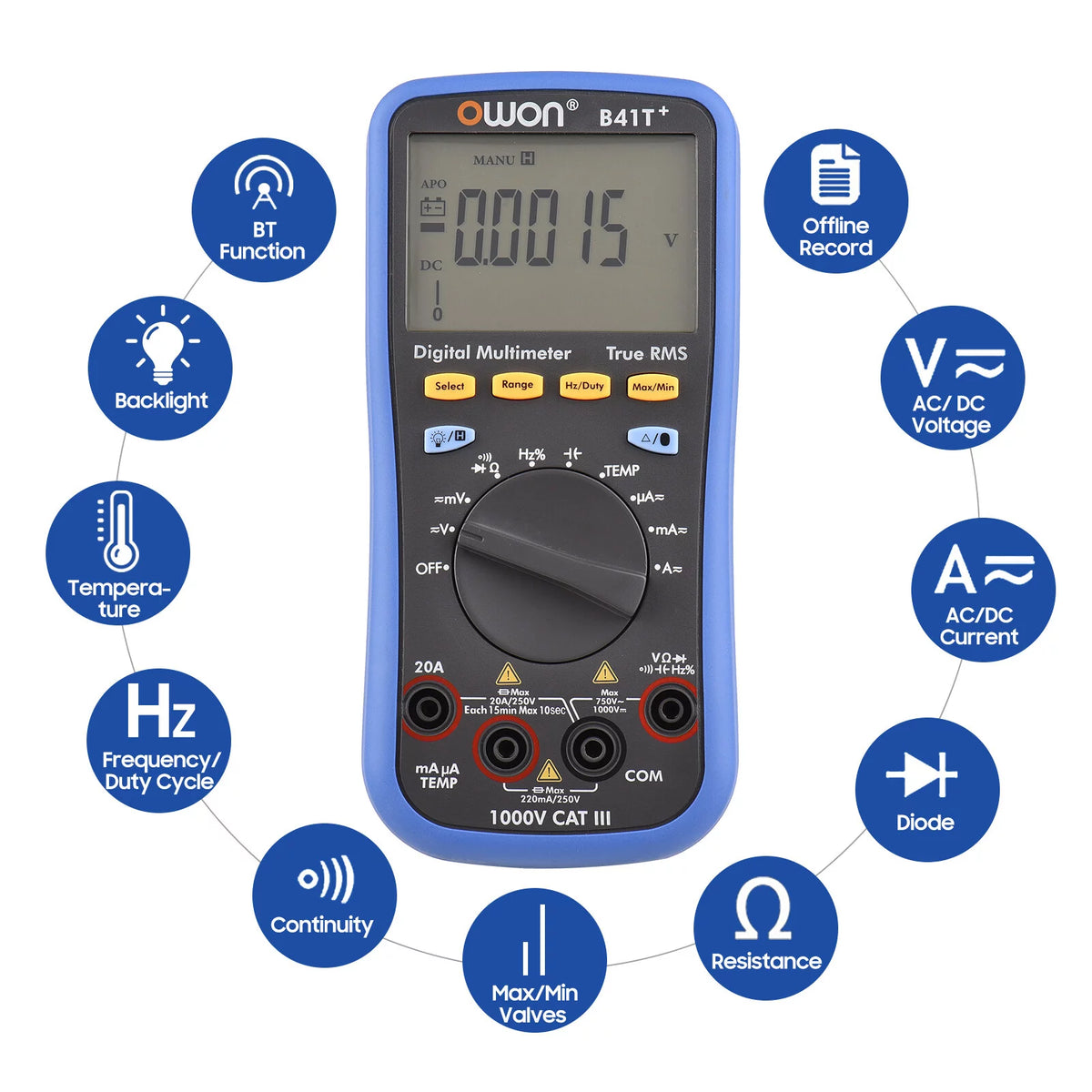 Digital BT Multimeter True RMS Auto-ranging 22000 Counts Electrical Tester O2840