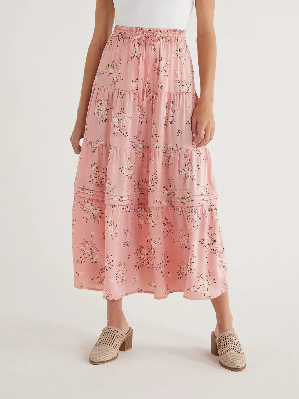 Women's Tiered Maxi Skirt with Elastic Waistband P491