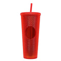 Studded Tumbler with Straw, Double Walled Iridescent 24oz BPA Free G25131