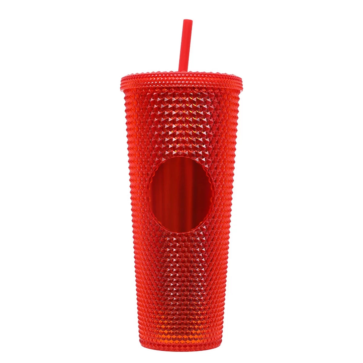 Studded Tumbler with Straw, Double Walled Iridescent 24oz BPA Free G25131
