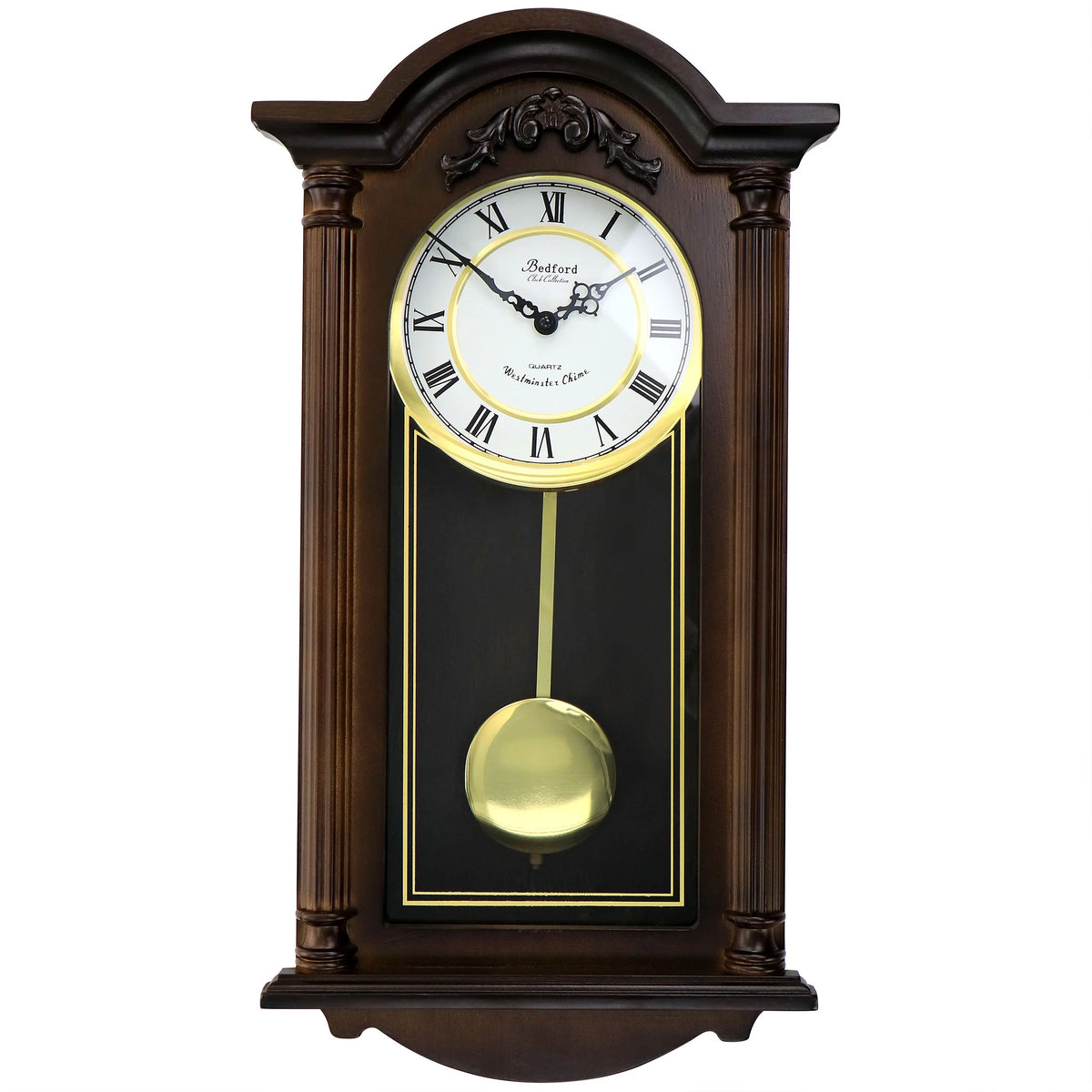 22 inch Chestnut Brown Wood Chiming Pendulum Wall Clock Y6571