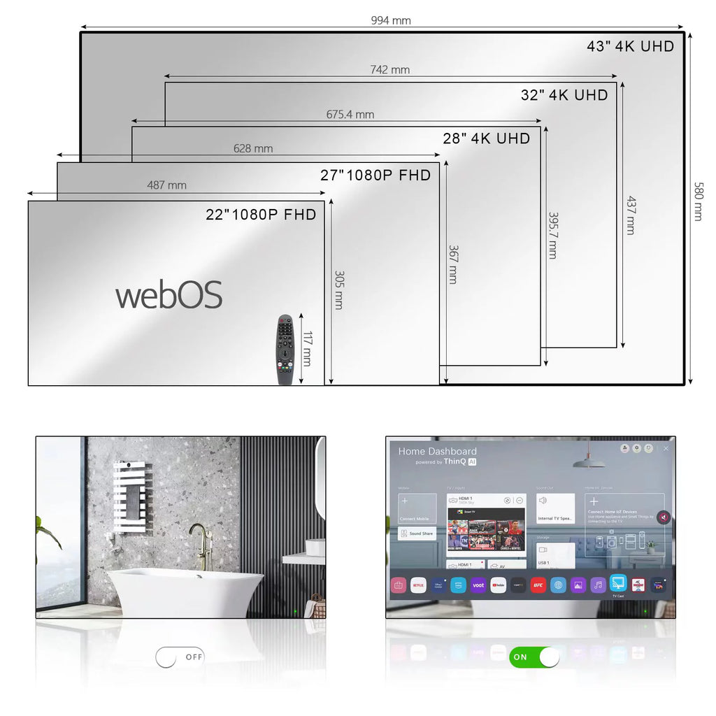 28 inches 4K LED Smart Waterproof Mirror TV F672