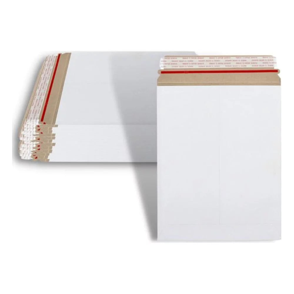 White Cardboard Rigid Mailers with Self Adhesive Seal, 6" x 8" U60212