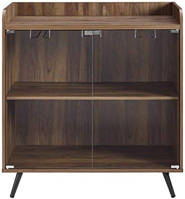 Dark Walnut Glass Door Bar Cabinet U53153