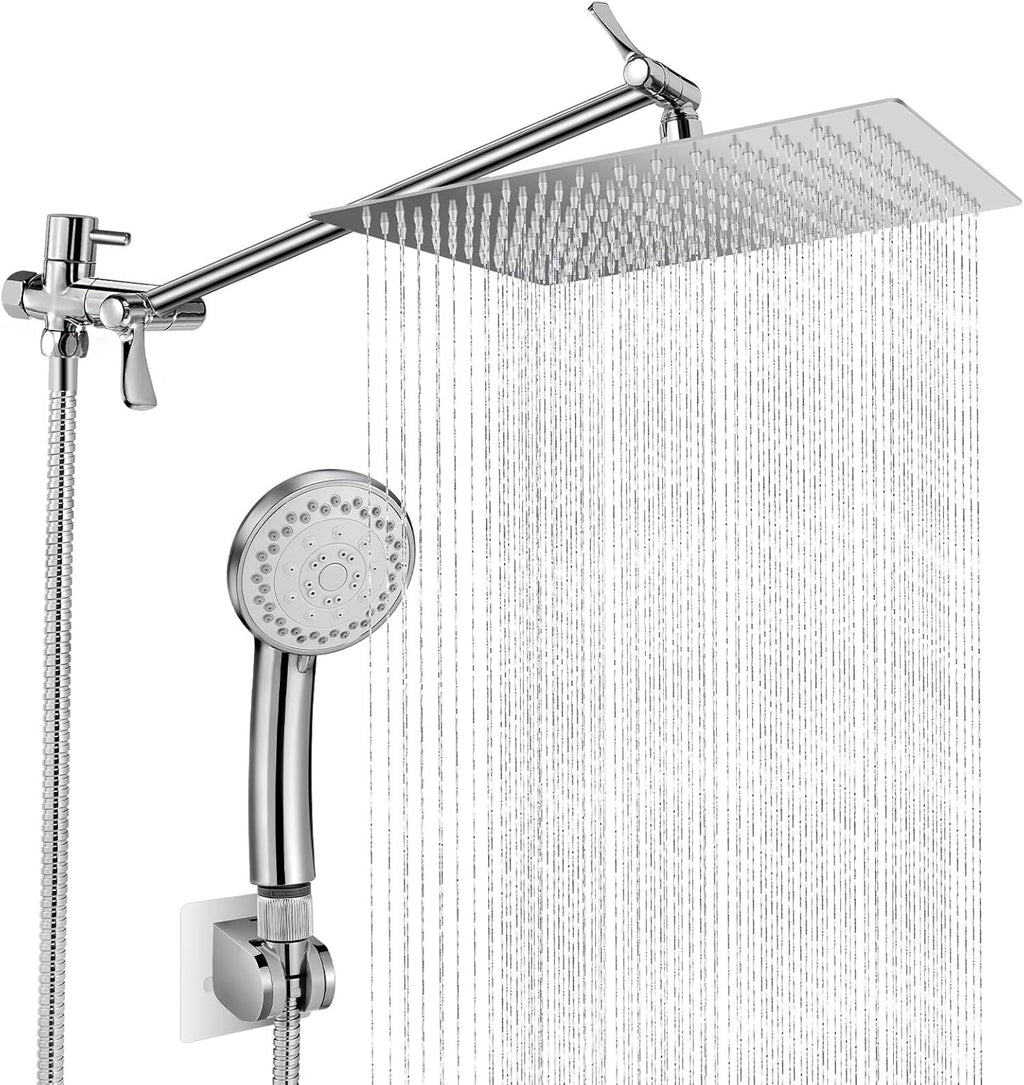 Stainless Steel Dual Square Rainfall Shower Head with Handheld Spray Pack of 2 K5590