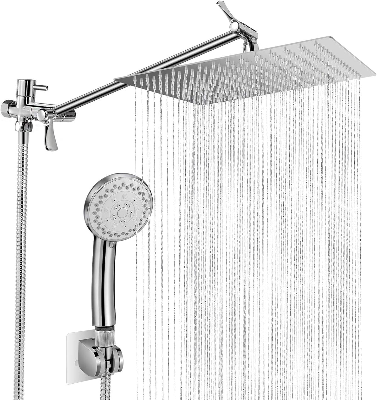 Stainless Steel Dual Square Rainfall Shower Head with Handheld Spray Pack of 2 K5590