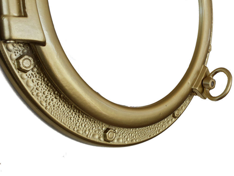 Gold Finish Decorative Ship Porthole Window 20x22 I12761
