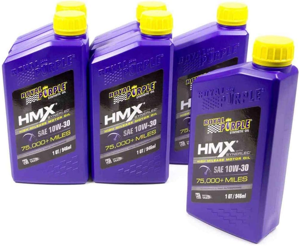 Royal Purple High-Mileage Synthetic Motor Oil - 1 Quart, Case of 6, Pack of 2 R2111