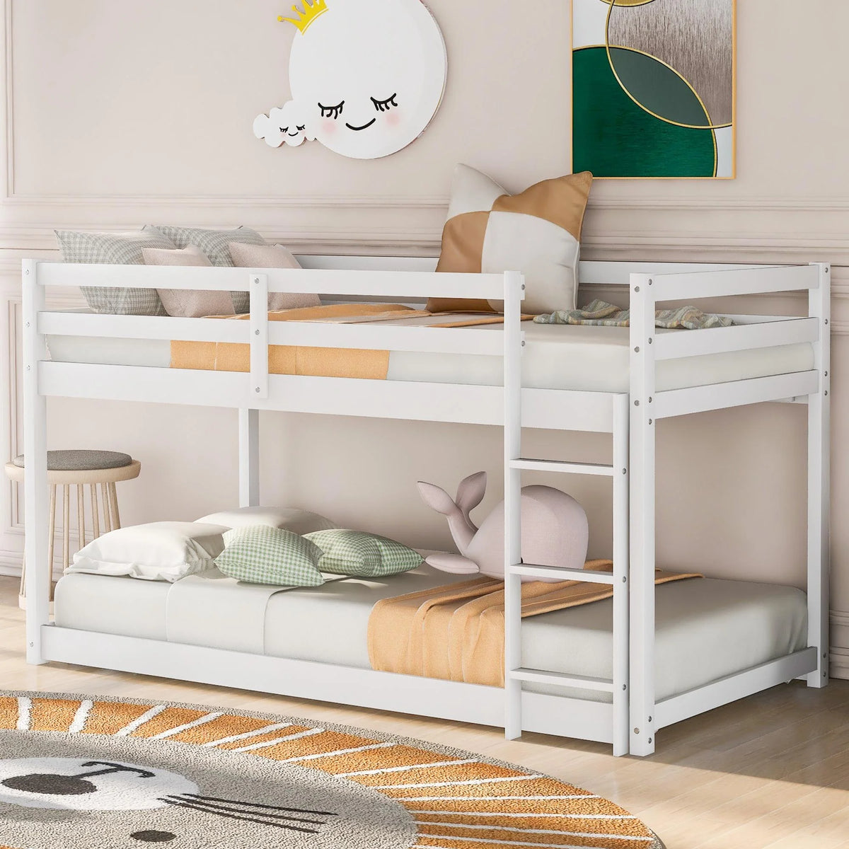 Twin Over Twin Bunk Bed with Guard Rails T913540