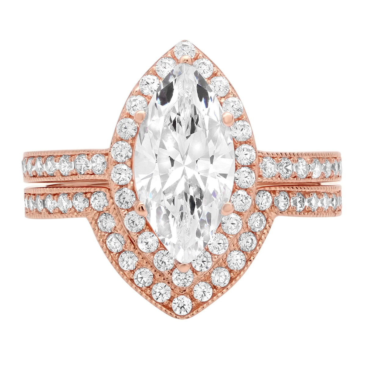 18K Rose Gold Halo Engagement Ring with Cultured Diamond Z11839