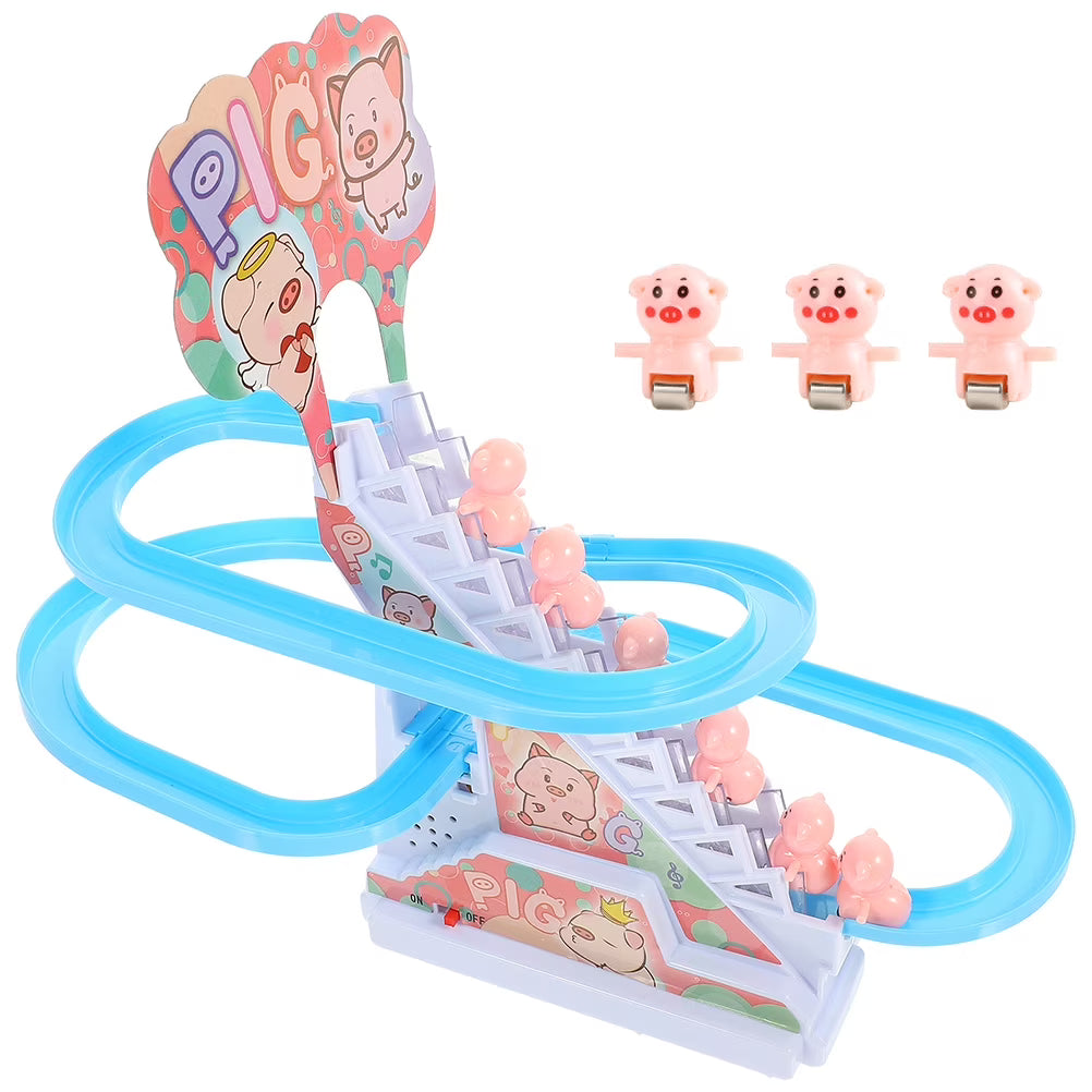 Small Piggy Sliding Toys Electric Piggy Climbing Stairs Tracks Slide Toy Z29024