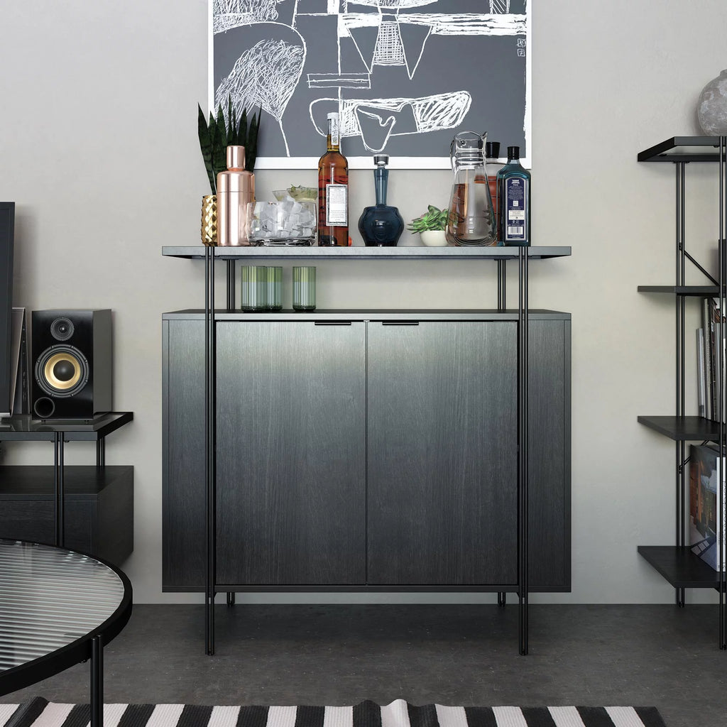 Black Oak Bar Cabinet L17763