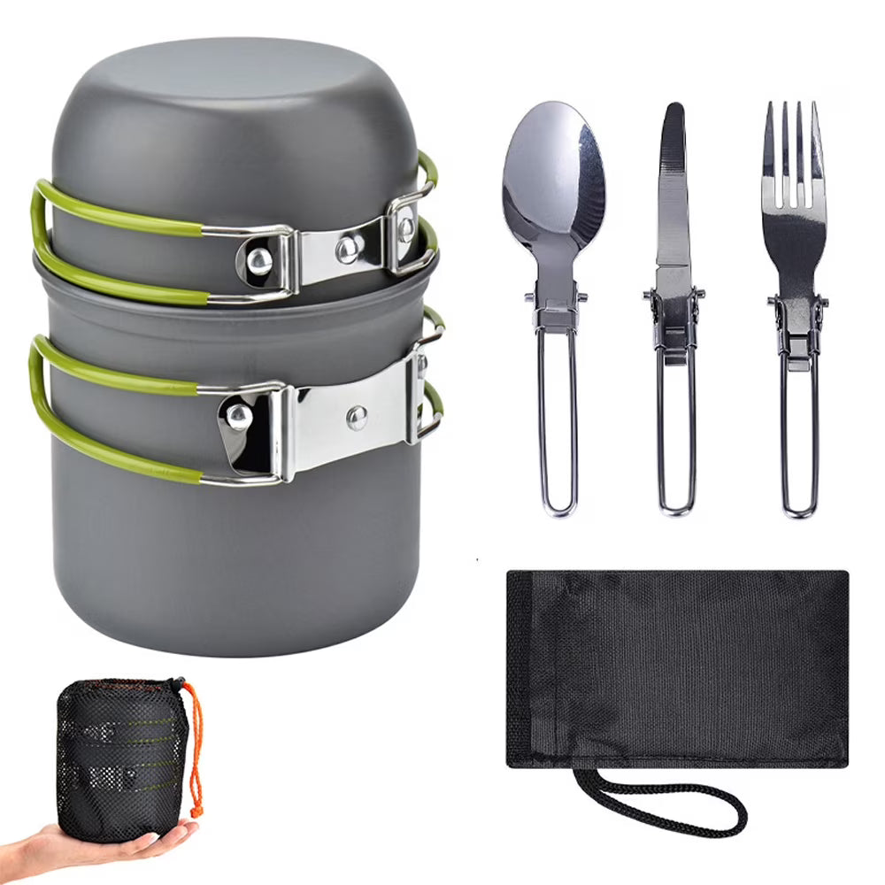 Ultralight Camping Cookware Utensils Tableware Set Pot Pan 1 2 Persons O694