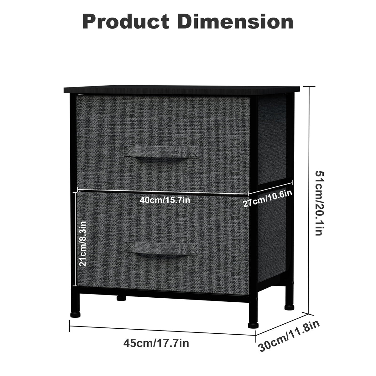 2 Drawer Fabric Dresser J254