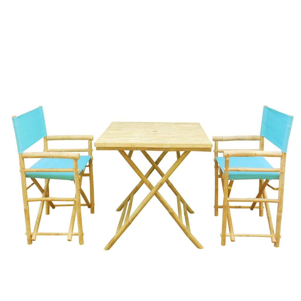 3 Piece Square Folding Bamboo Patio Dining Set E663568