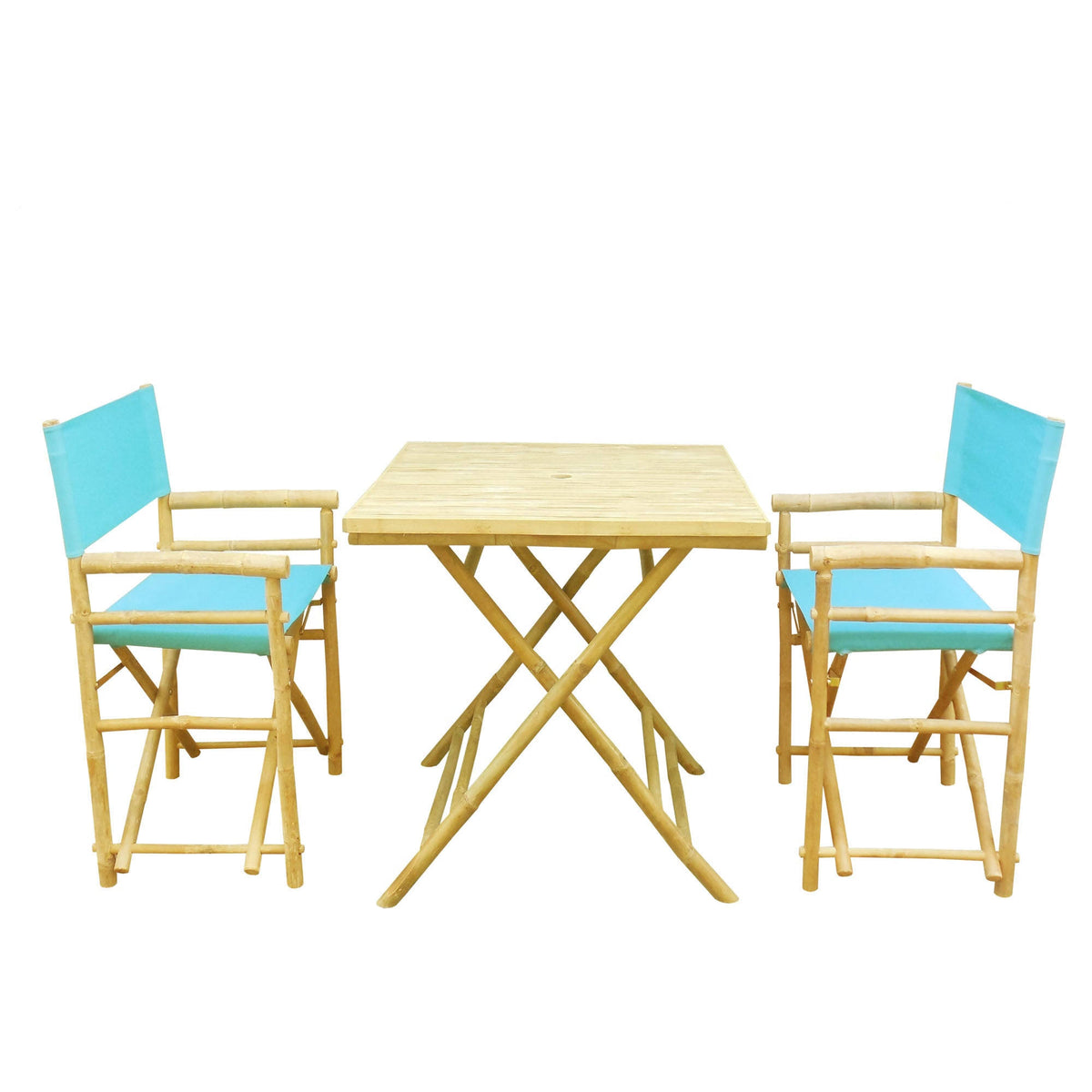 3 Piece Square Folding Bamboo Patio Dining Set E663568