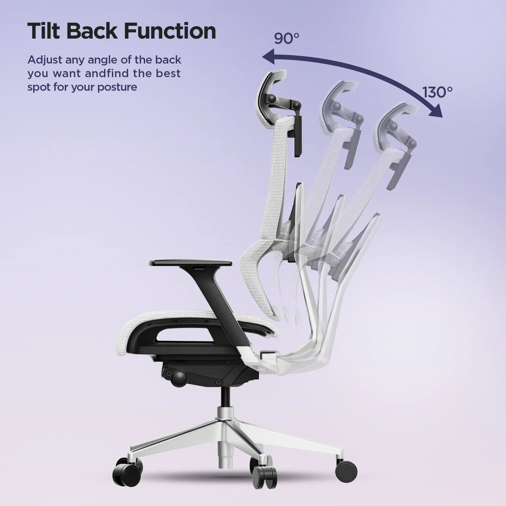 White Ergonomic Office Chair with Lumbar Support E369