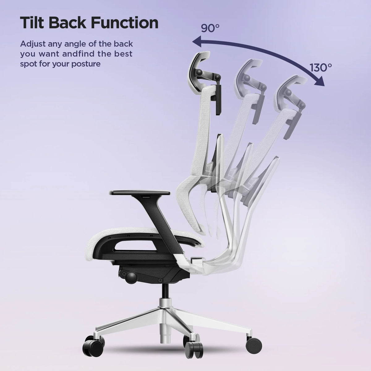 White Ergonomic Office Chair with Lumbar Support E369