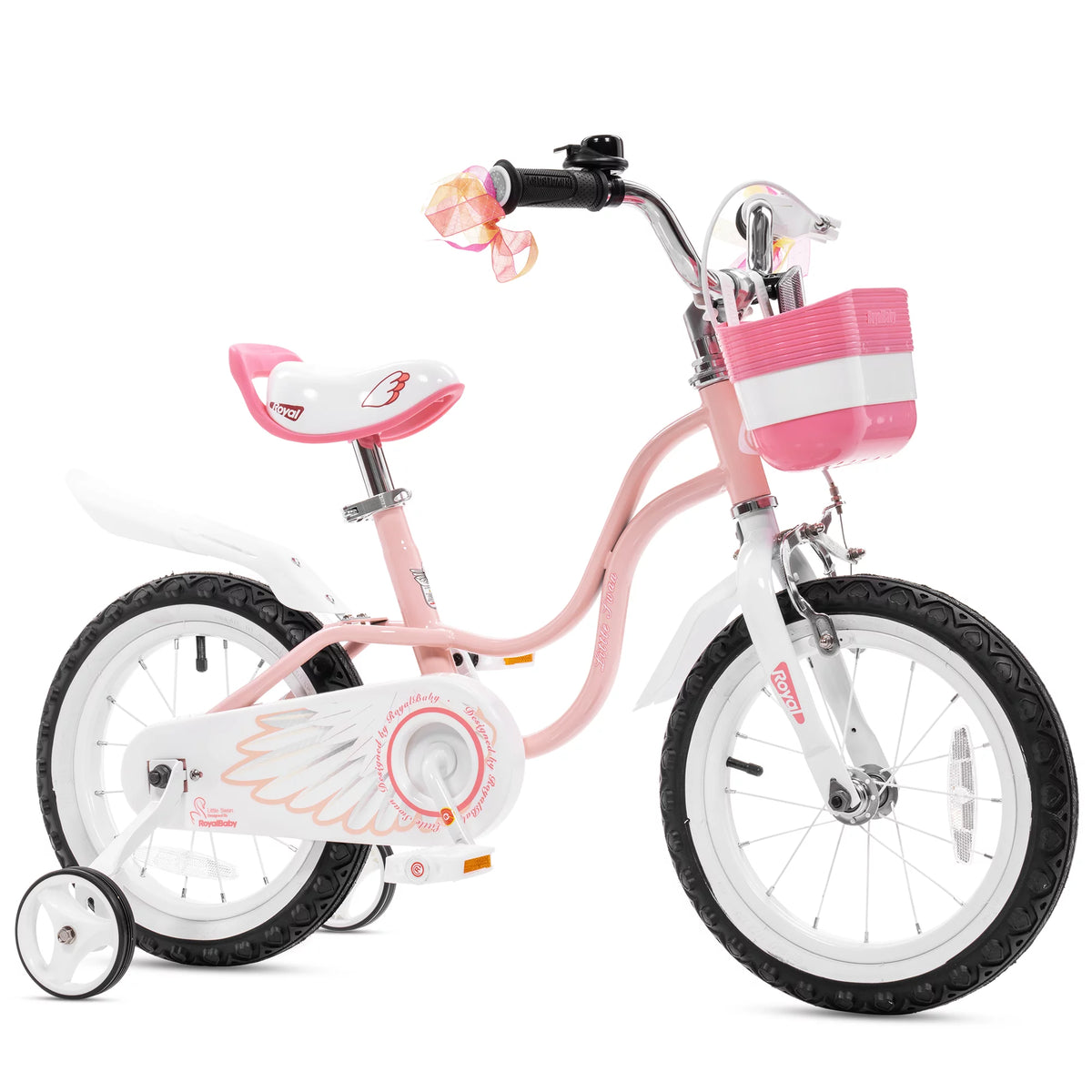 Light Pink 16 Girl's Bicycle with Training Wheels and Basket T6589