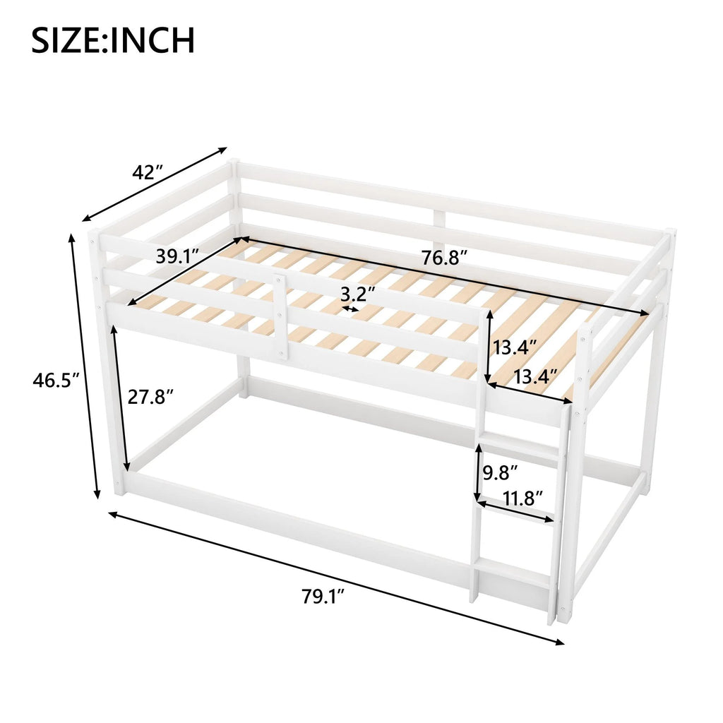 Twin Over Twin Bunk Bed with Guard Rails T913540