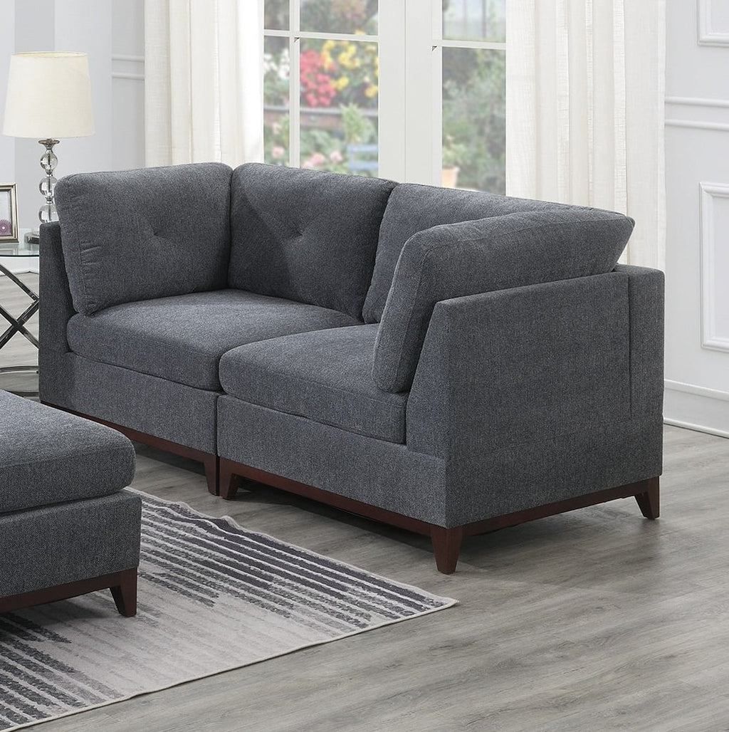 Modular Corner Sofa Set with Ottoman, Ash Gray Chenille Z355